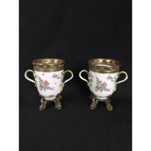 Samson - Pair Of Two-handled Porcelain Cups (19th Century)