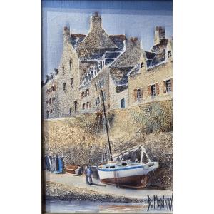 Bernard Morinay - Oil On Canvas - Breton Port Landscape (20th Century)