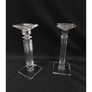 Paire de bougeoirs en cristal de Bohême (XXe siècle)