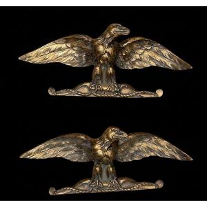 Set Of Two Ormolu Sconce Eagles - Empire Style