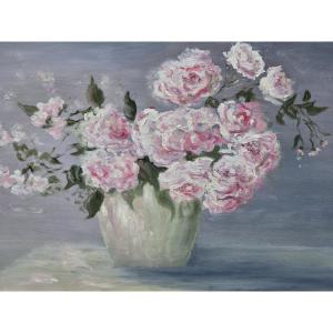 Huile sur panneau - Bouquet de rose (XXe siècle)