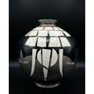 Vase boule en céramique Longwy - Modèle Africa par Danillo Curetti (1953-1993)
