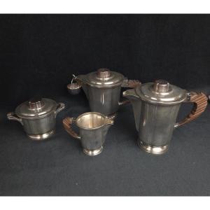 Service 4 pièces en métal argenté Art Déco
