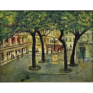 Edgar Stoebel (1909–2001) - Oil On Canvas - Place De Furstemberg In Paris
