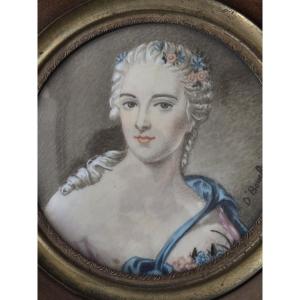 Miniature - Portrait Of Madame De Pompadour After Boucher (19th Century)