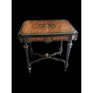 Table à volets de milieu en marqueterie - Epoque Napoléon III (XIXe siècle)