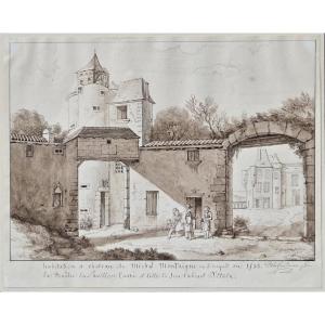 Pierre-maximilien Delafontaine (1777–1860) - Wash Drawing - Michel Montaigne's Home