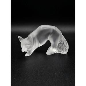 Lalique France - Sculpture en cristal satiné - Renard