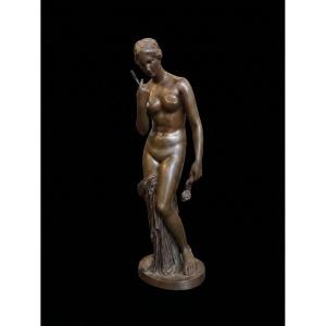 Bronze Sculpture - Venus With The Arrow - Cast By F. Barbedienne (19th Century)