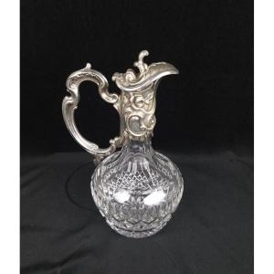 Water Jug—cut Crystal Carafe With A 925 Silver Base—maison Topazio 