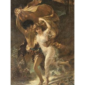 Ferdinand Sinet (1862–1945) - Oil On Canvas - *the Storm*, After Pierre-auguste Cot