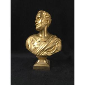Bronze Bust Of Demosthenes—ancient Orator (19th Century)