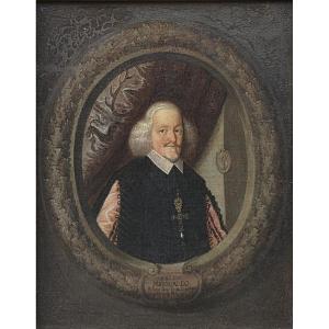 Oil On Canvas, Mounted On Board—portrait Of Marquard Schenk Von Castell—german School (18th Century)
