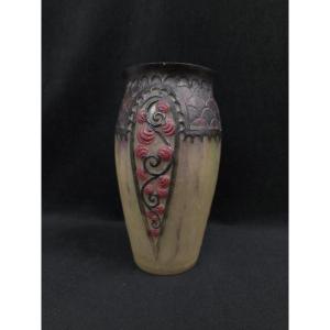 Gabriel Argy-Rousseau (1885-1953) - Vase art déco en pâte de verre - Primevères