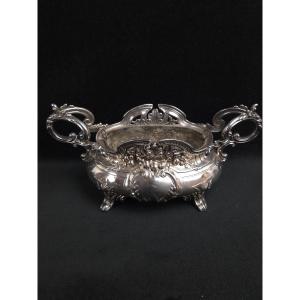Petite jardinière de table en métal argenté (XIXe siècle)