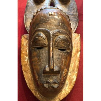 Large Baoulé Frontal Mask In Exotic Wood, Ivory Coast, Twentieth