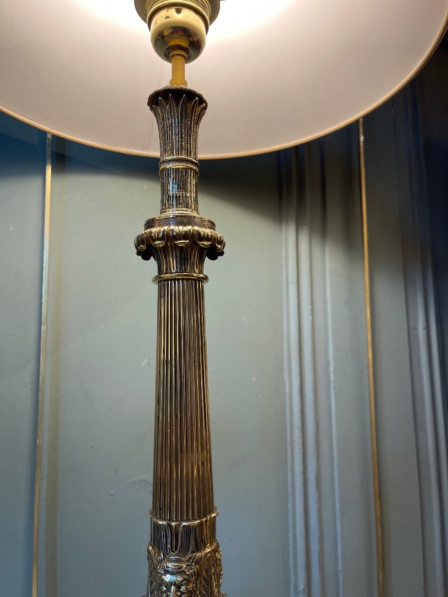 Grande Lampe En Bronze poli Style Empire XIXème-photo-5