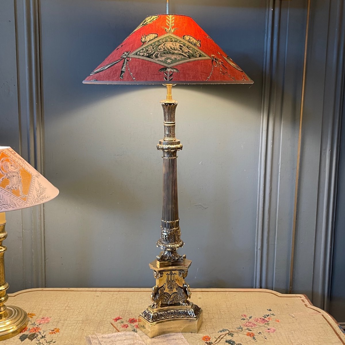 Grande Lampe En Bronze poli Style Empire XIXème