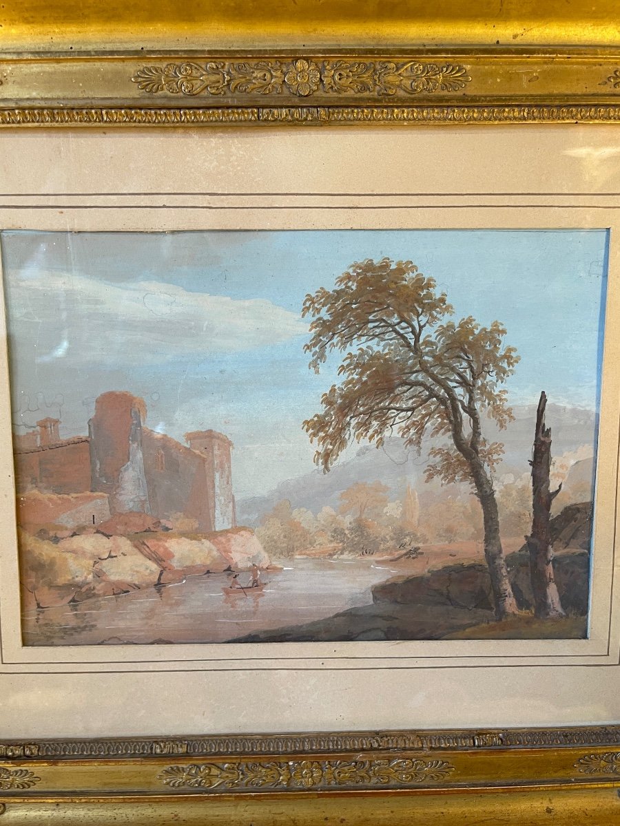 Animated Landscape, Gouache Dated 1807-photo-2