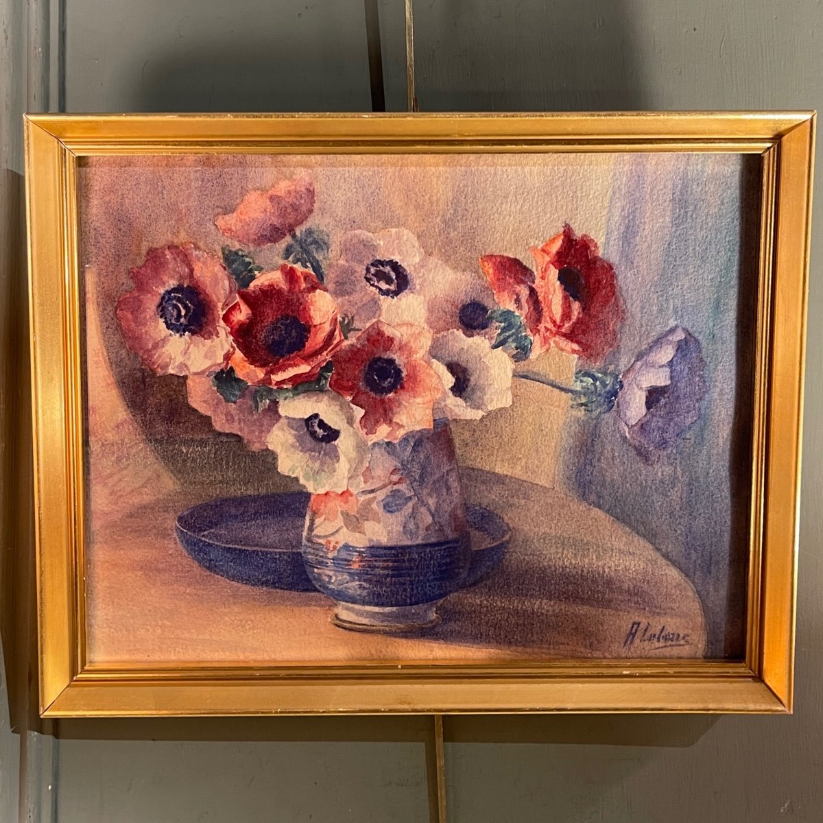 Anémones, Aquarelle Début XXème