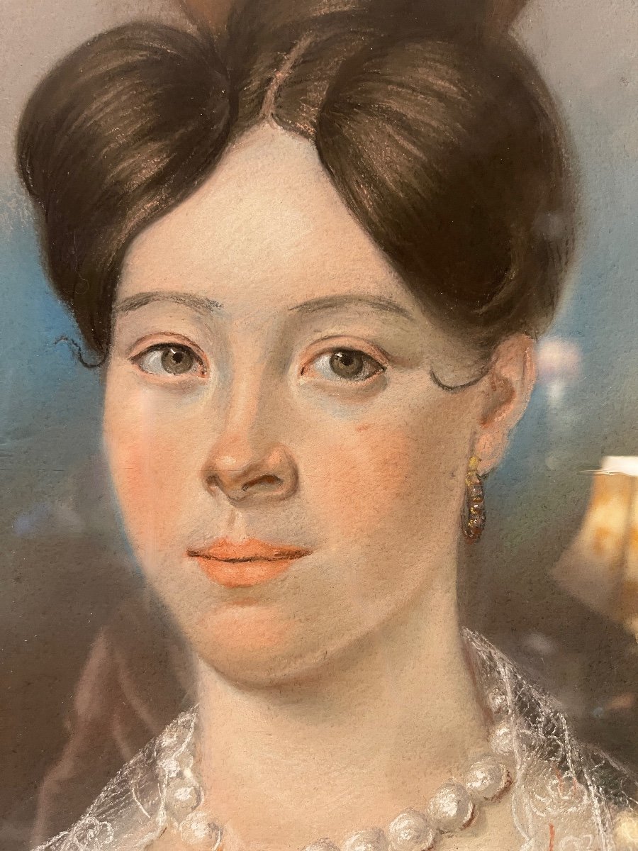Portrait d'Une Jeune Femme, Pastel Daté 1833-photo-3