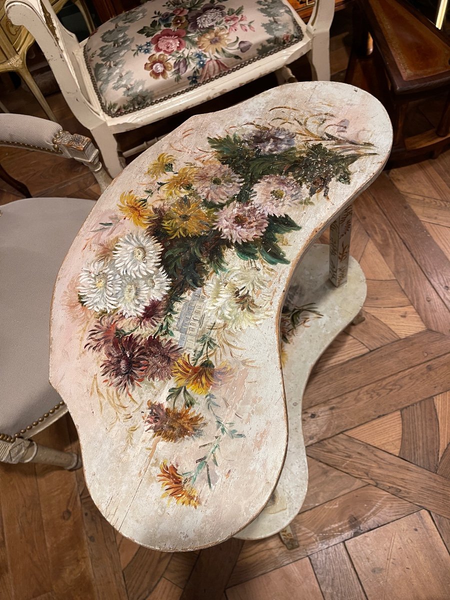 Painted Wooden Table Dated 1895-photo-3