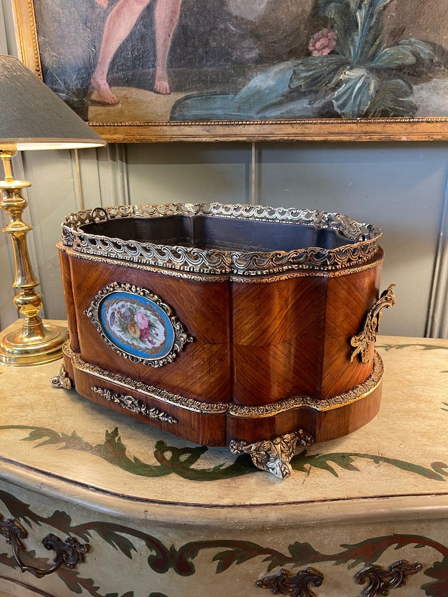 Important Napoleon III Planter With Nineteenth Sèvres Porcelain Medallions-photo-4