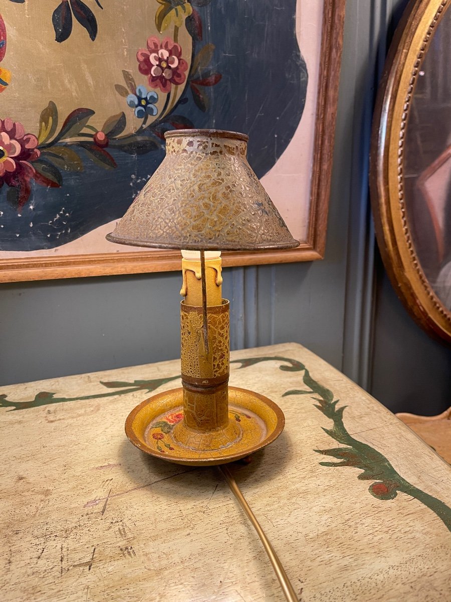 Small Bouillotte Lamp With Floral Decor-photo-4