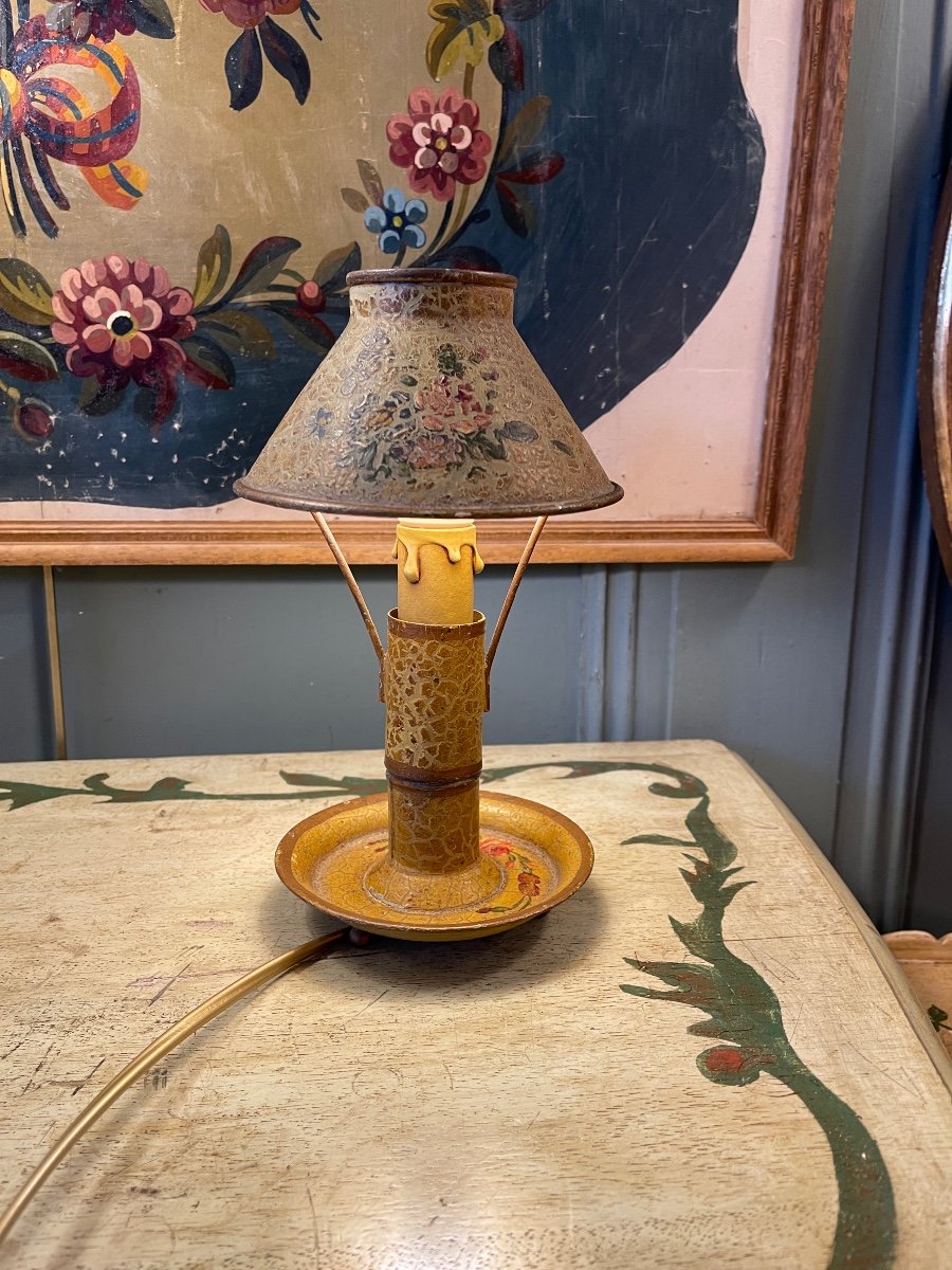 Small Bouillotte Lamp With Floral Decor-photo-1