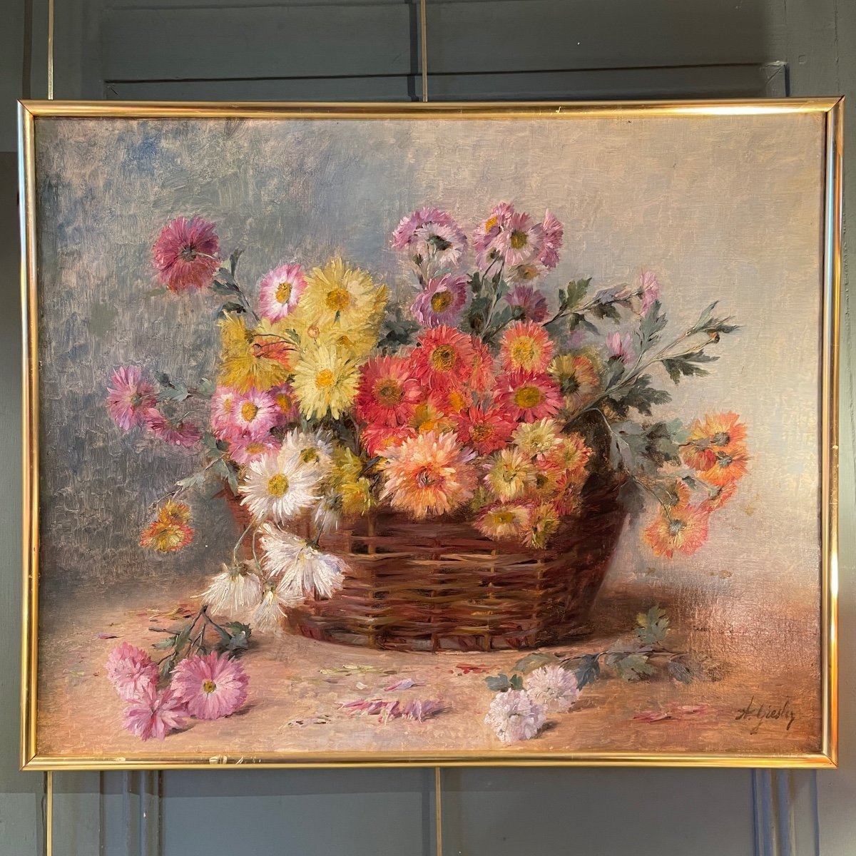 Bouquet Of Flowers In A Basket