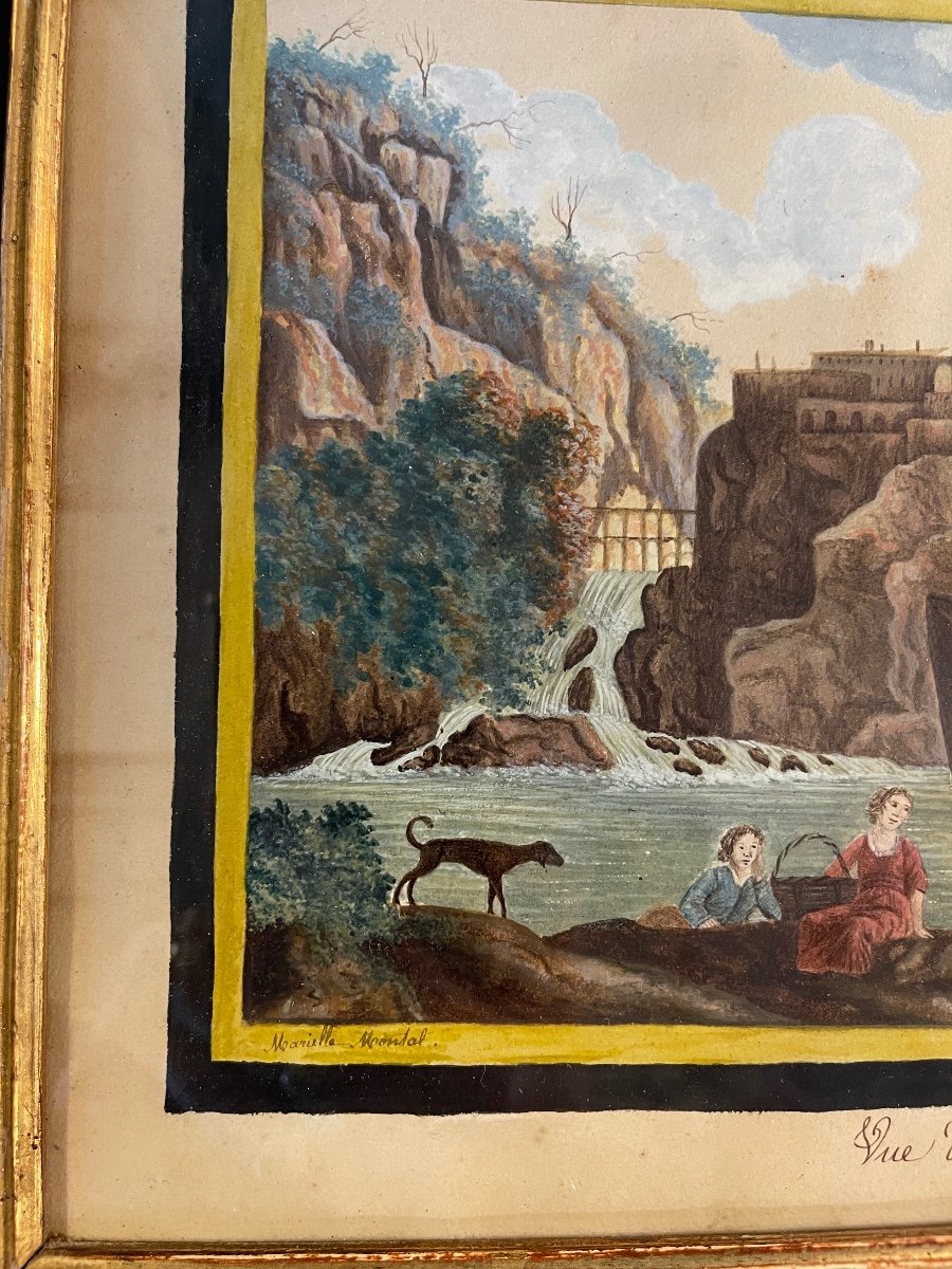 Vue d'Italie, Gouache Datée 1822-photo-4