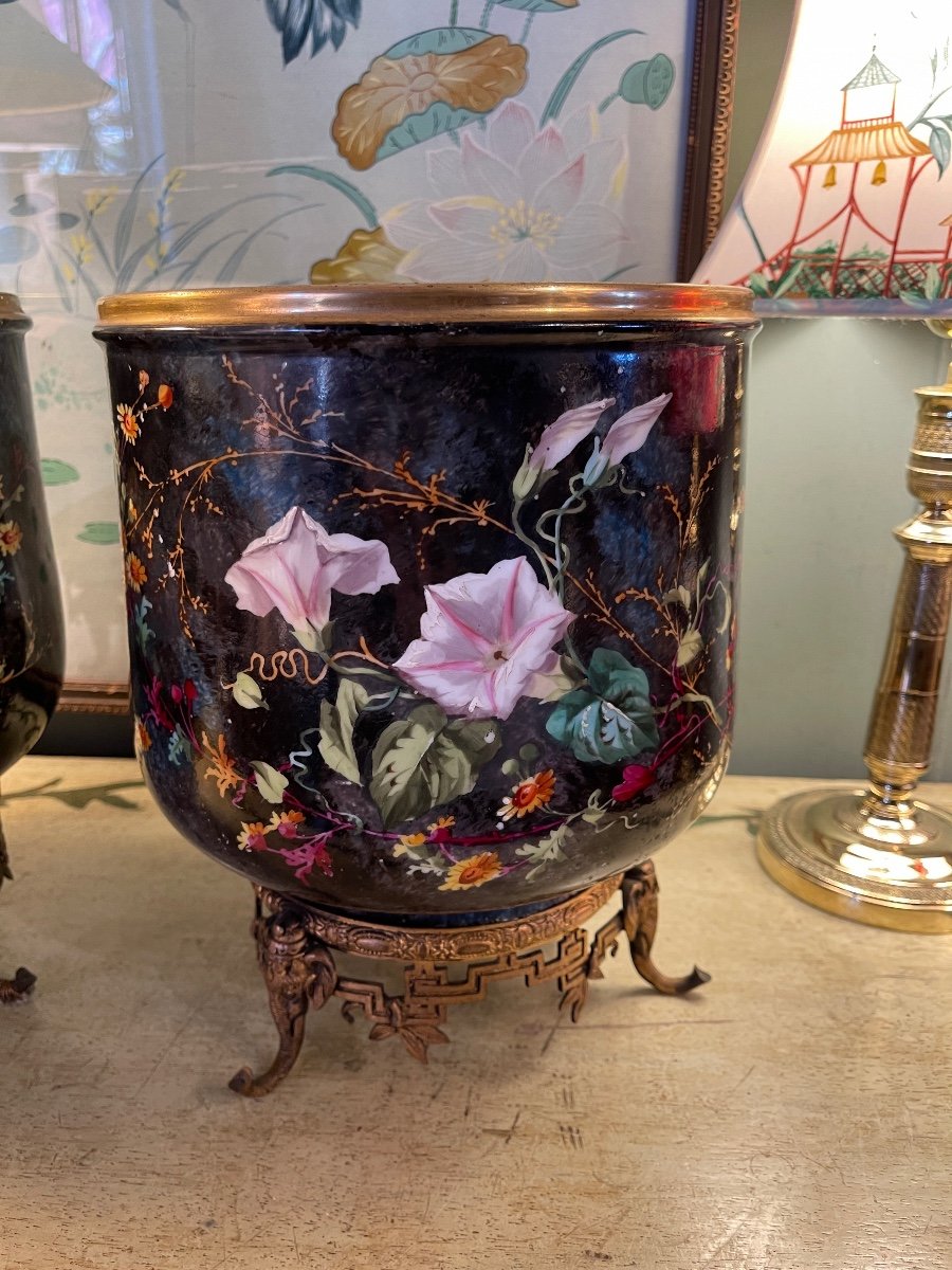 Pair Of Plant Pots With Bindweed Decor-photo-3