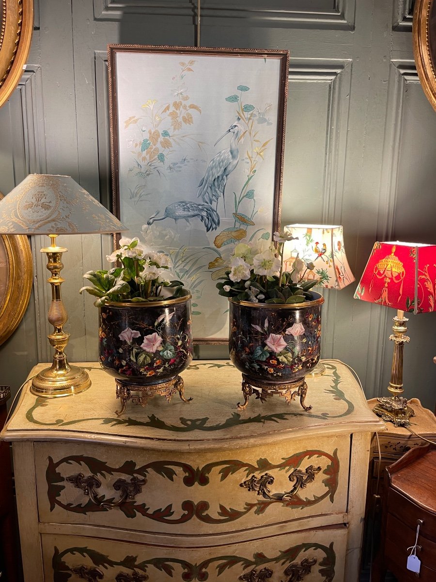 Pair Of Plant Pots With Bindweed Decor-photo-8