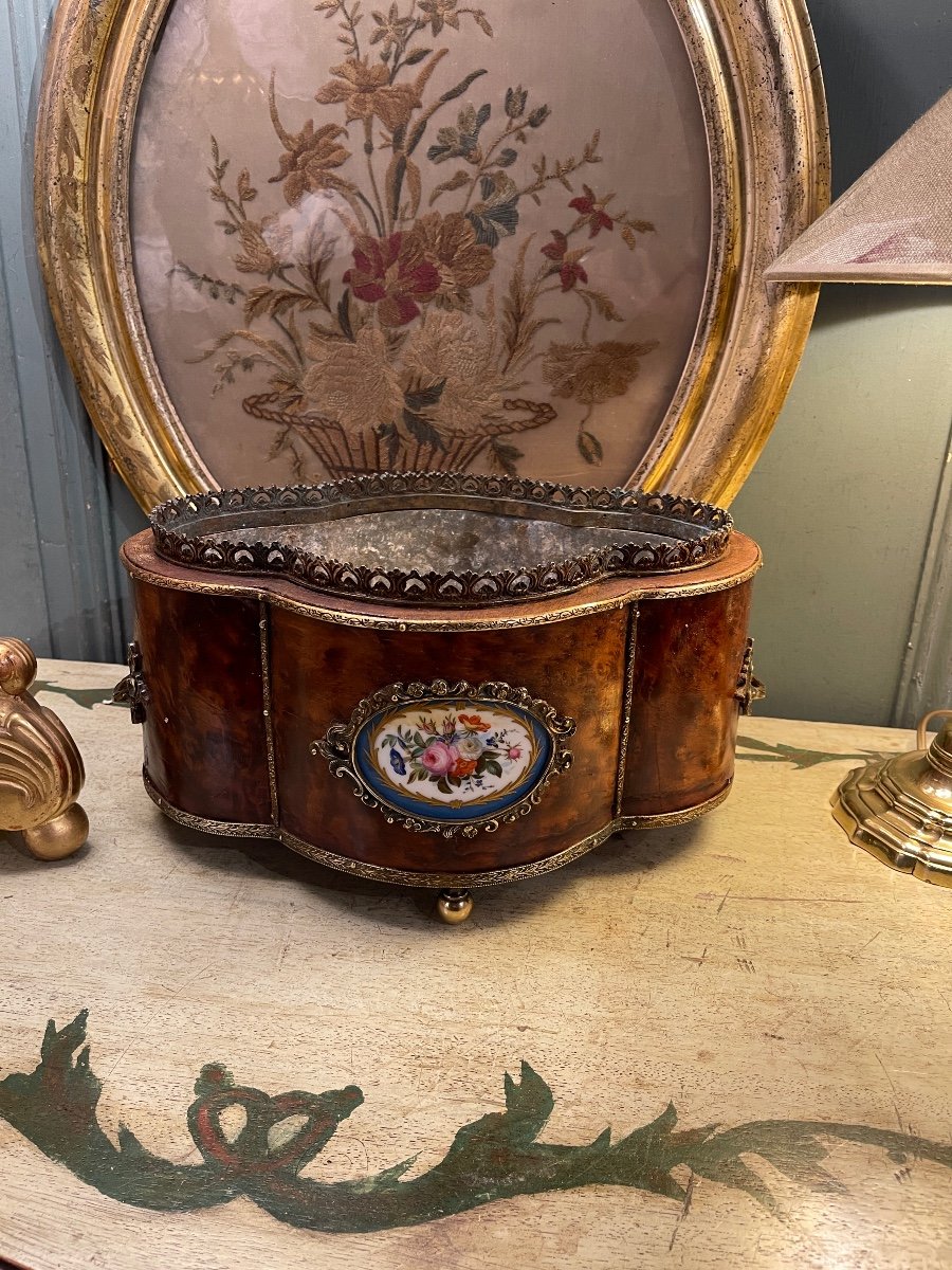 Jardinière Napoléon III Avec Médaillons En Porcelaine De Sèvres XIXème-photo-3