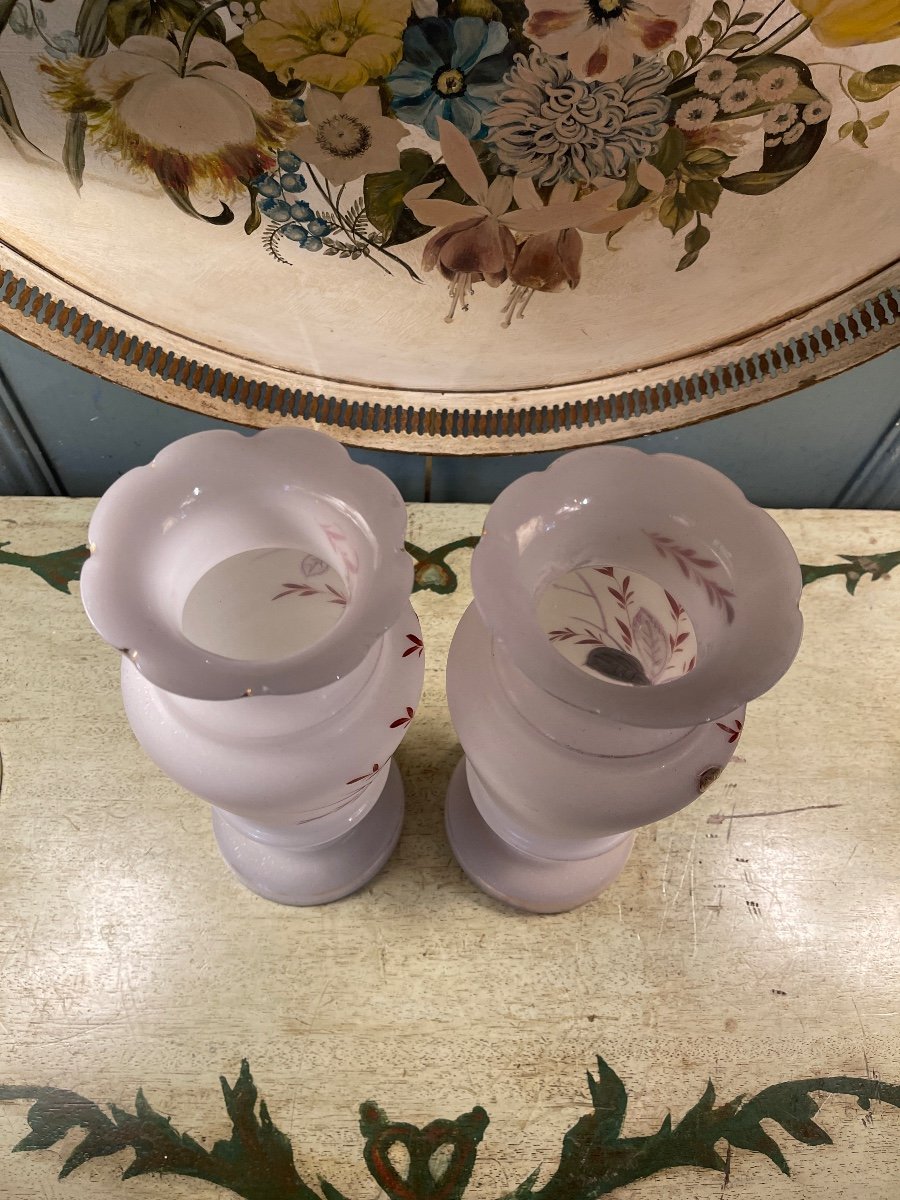 Paire De Vases En Opaline émaillés-photo-1