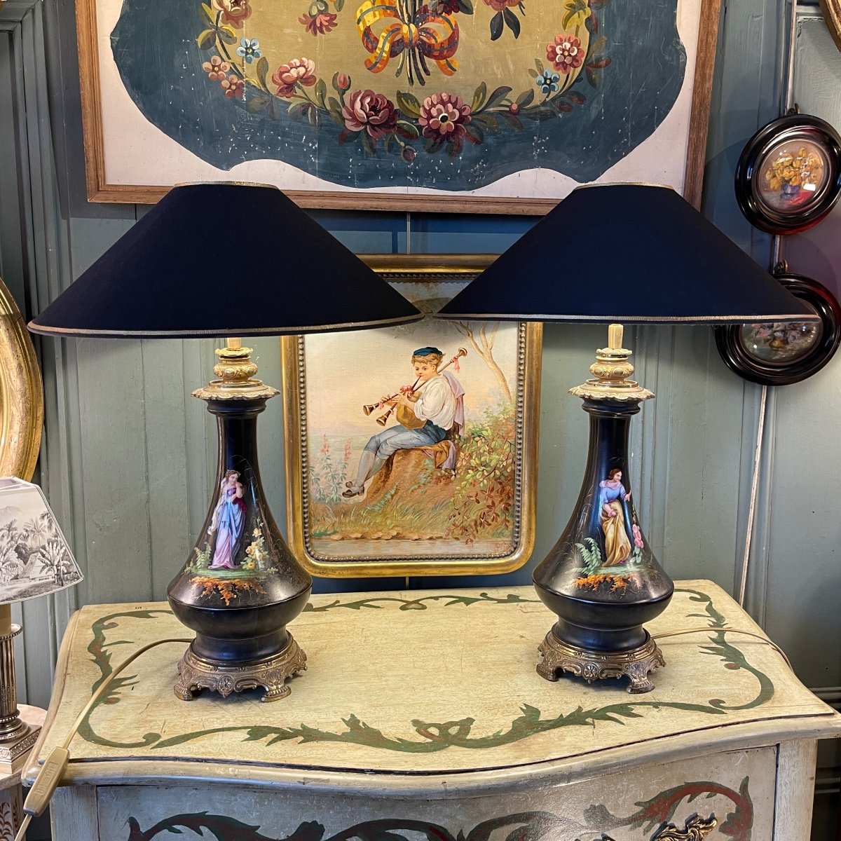 Pair Of 19th Century Earthenware Lamps