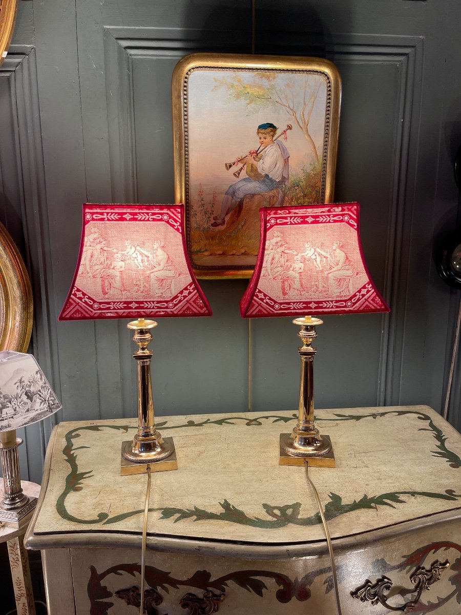 Paire De Lampes En Bronze Poli-photo-3