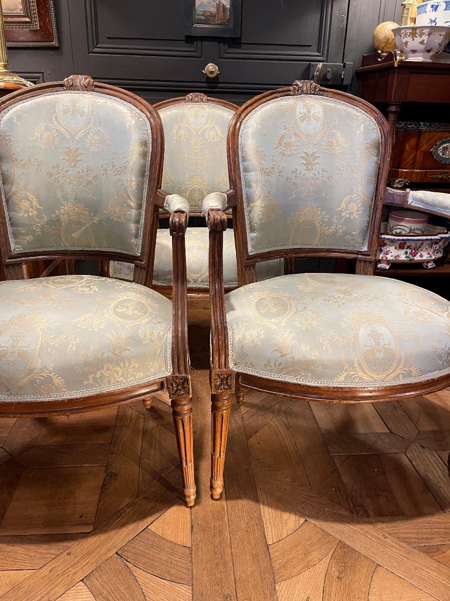 Suite De Quatre Fauteuils Cabriolets Louis XVI-photo-3