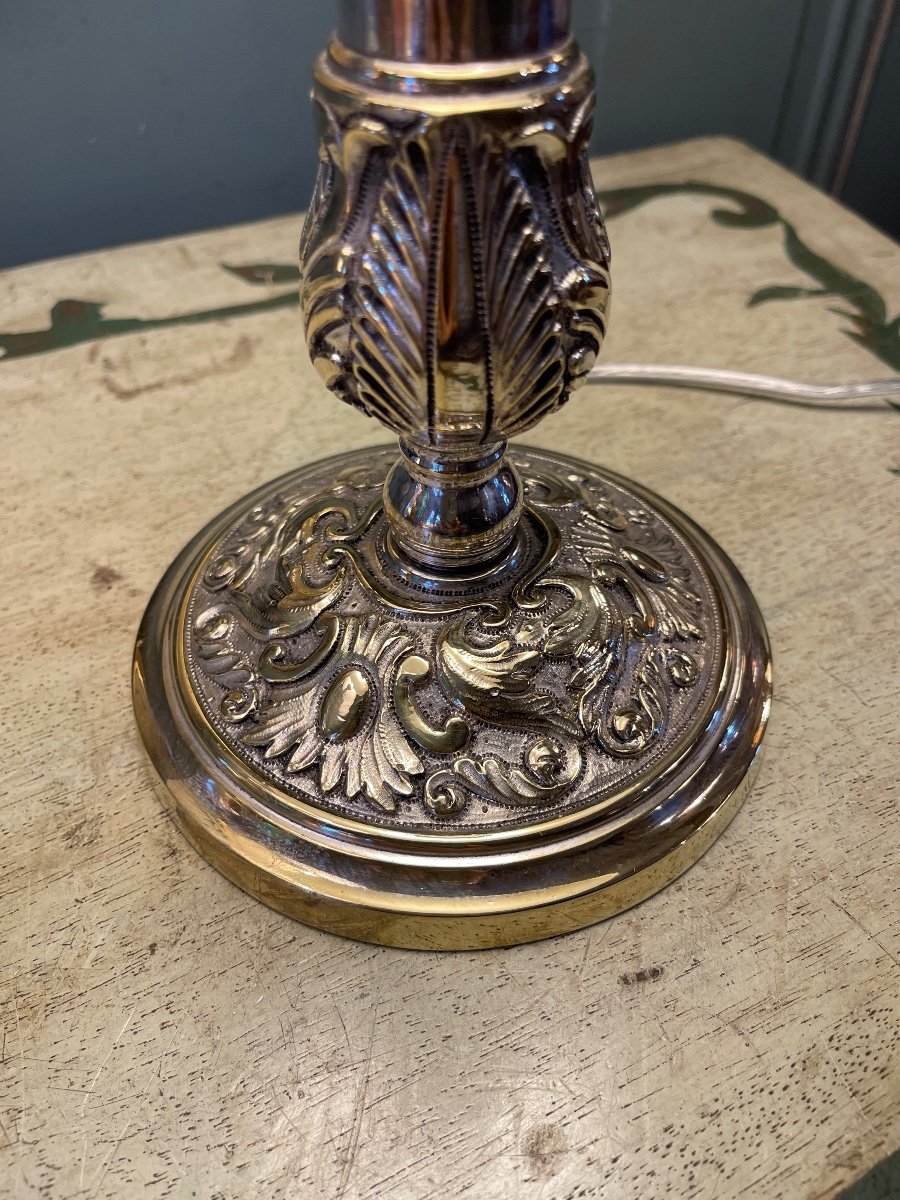 Lampe En Bronze Argenté XIXème-photo-3