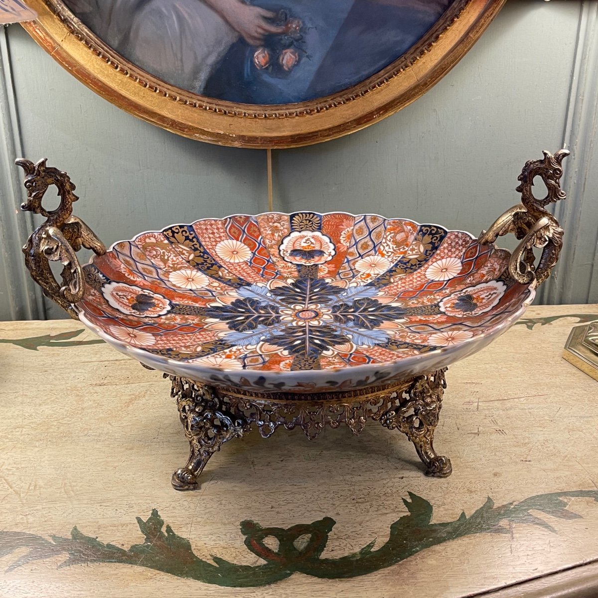 Large Imari Porcelain Cup And 19th Century Gilt Bronze Mount