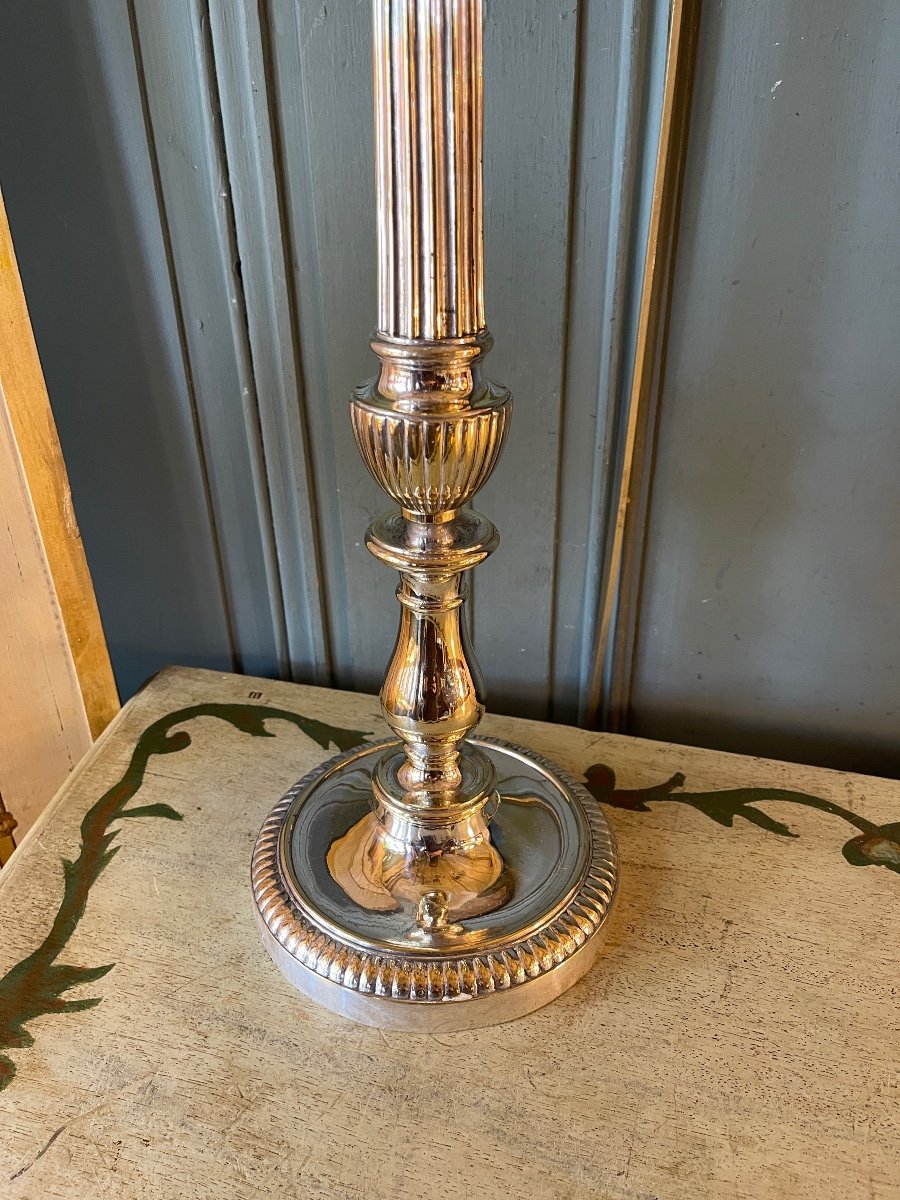 Large Silver Metal Lamp, Height 78 Cm-photo-3
