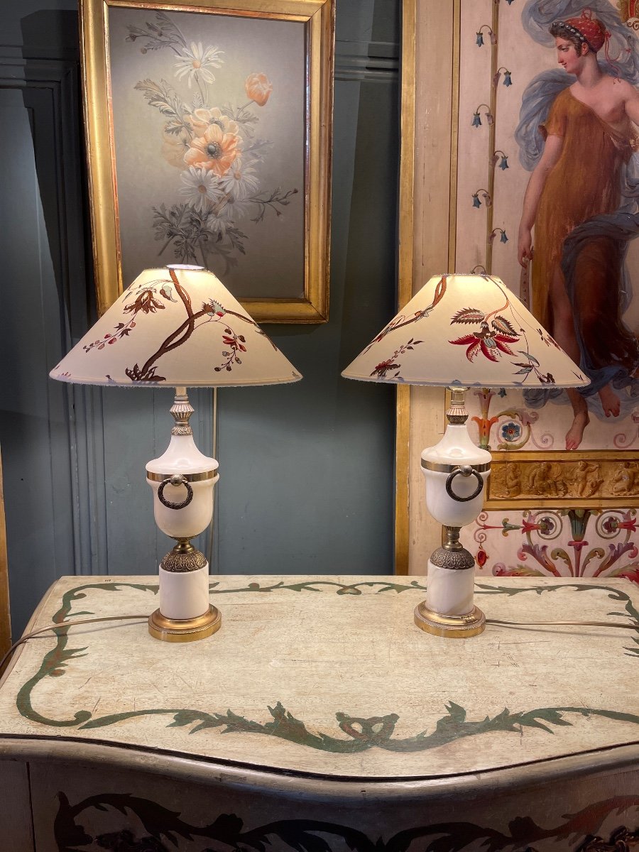 Pair Of Cassolette Lamps, Height 45 Cm -photo-2