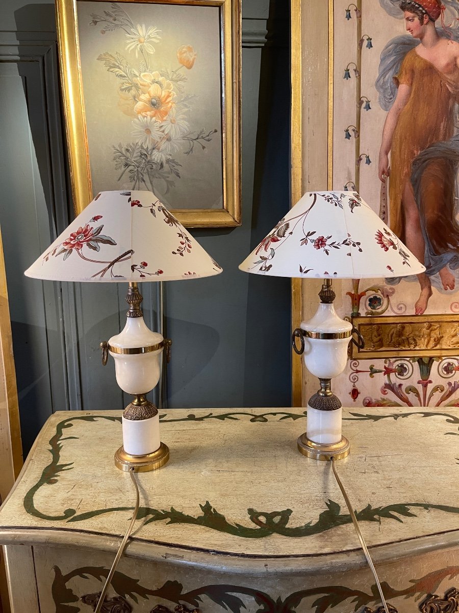 Pair Of Cassolette Lamps, Height 45 Cm -photo-3