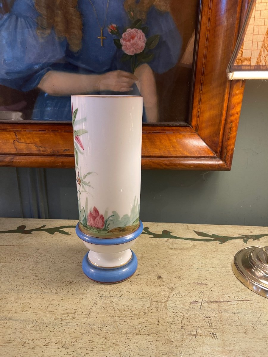 Vase En Opaline Décor Palmier Et Papillons-photo-2