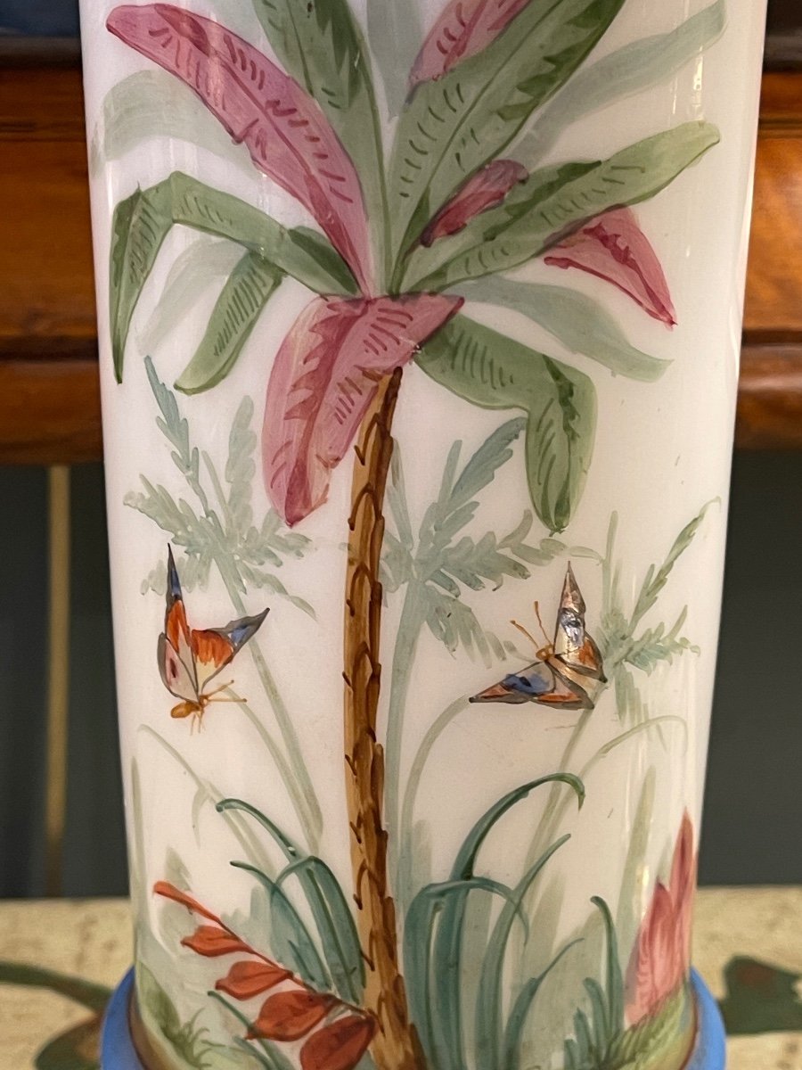 Vase En Opaline Décor Palmier Et Papillons-photo-1