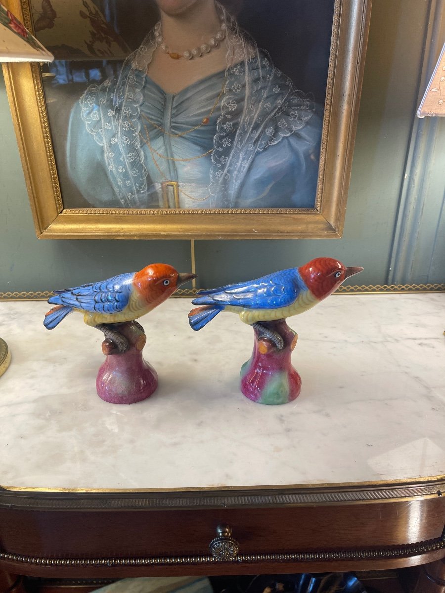 Paire d'Oiseaux En Porcelaine -photo-4