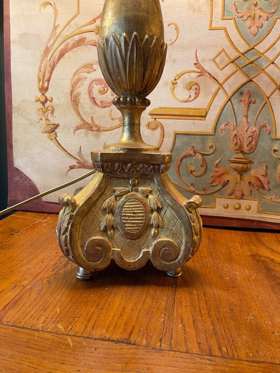 Lamp In Golden Wood, Height 84 Cm-photo-4
