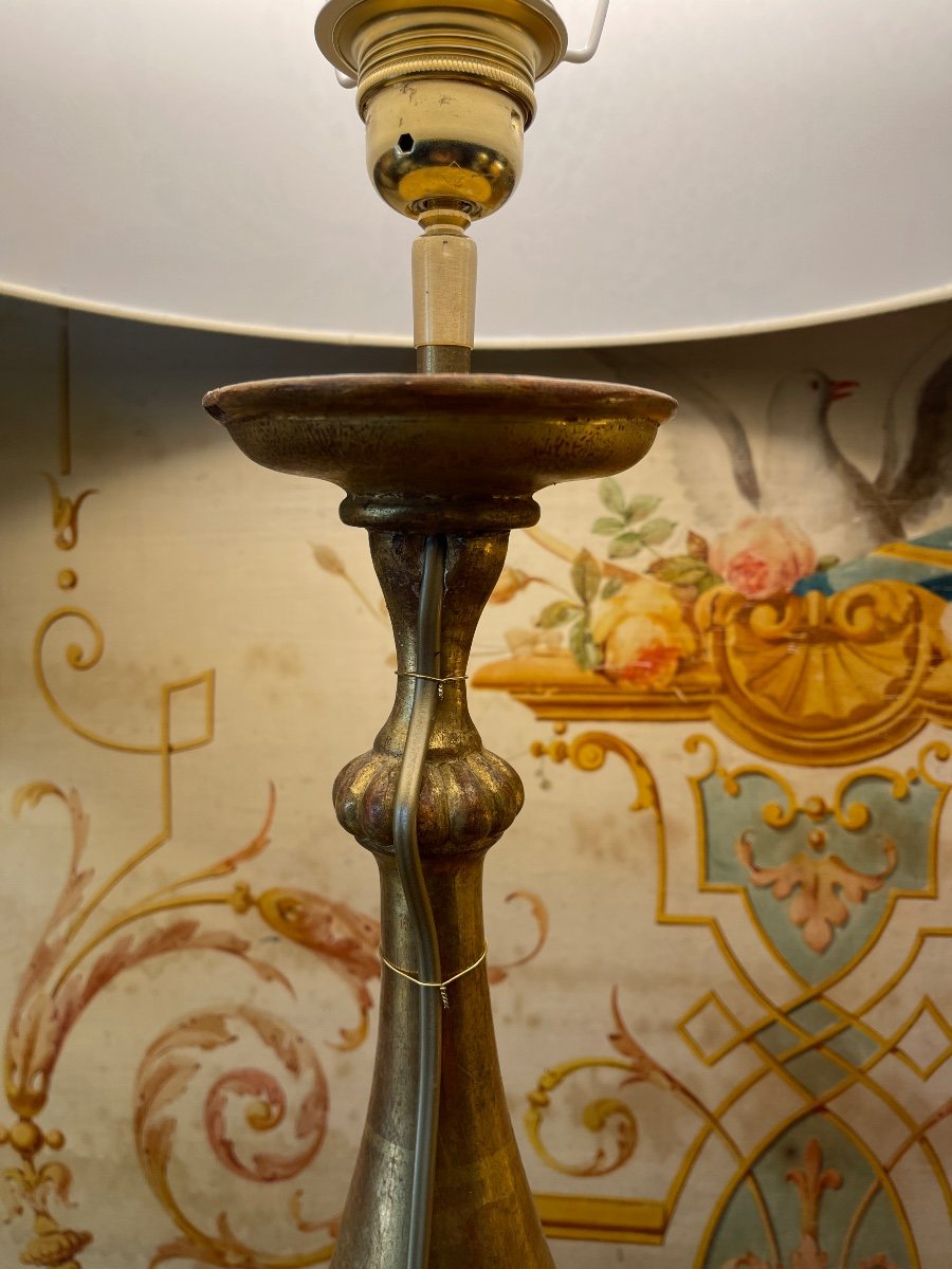 Lamp In Golden Wood, Height 84 Cm-photo-5