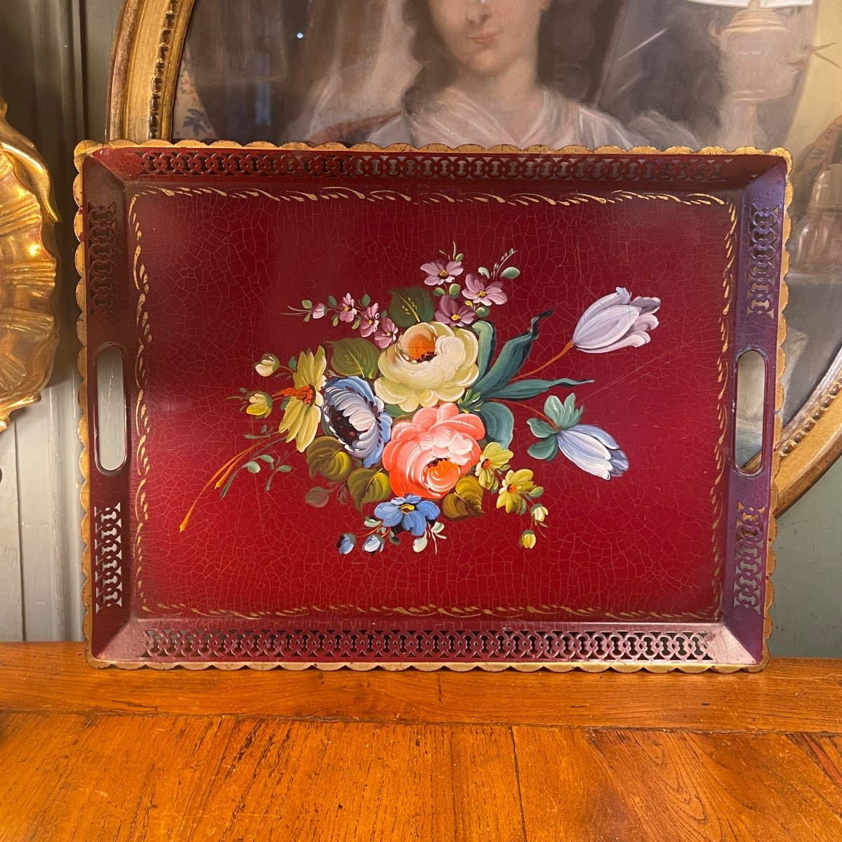 Plateau Rectangulaire En Tôle Peinte, 35 cm x 46 cm