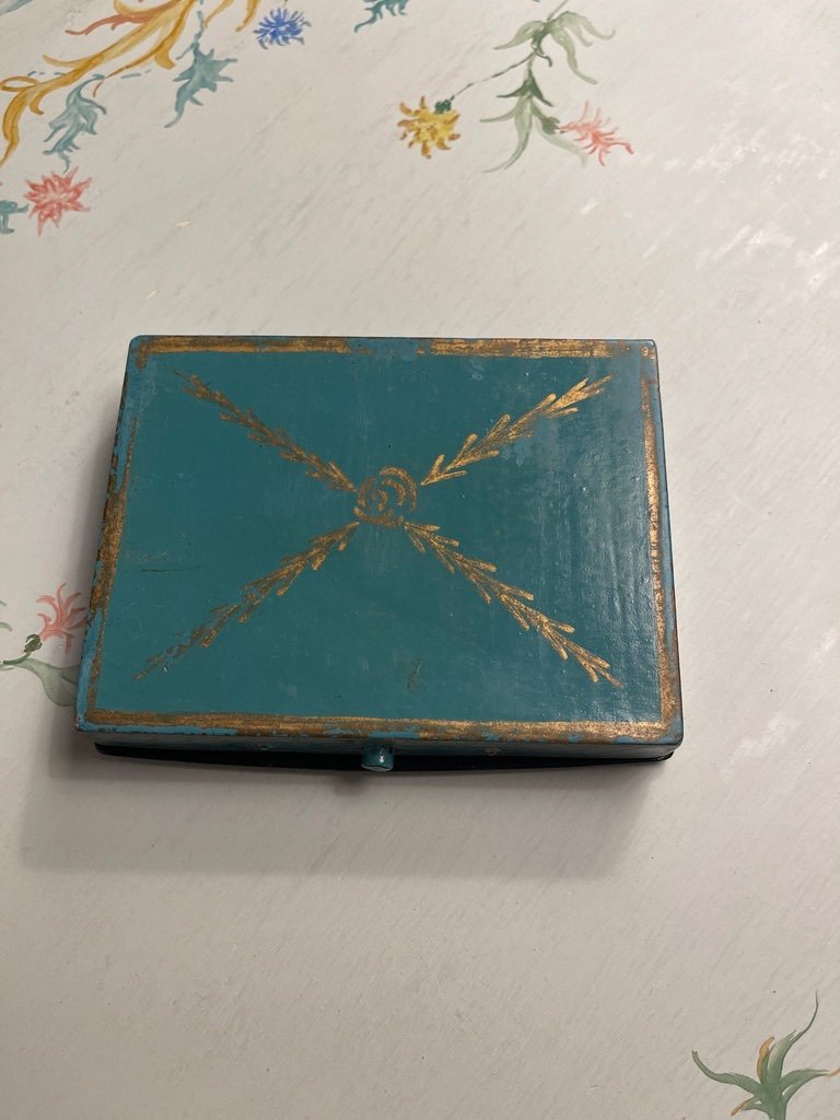 Paper Mache Box With 19th Century Floral Decor-photo-4
